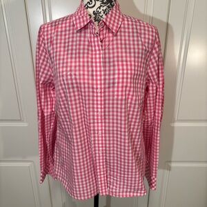 Talbots Pink Gingham Blouse - button front - women's size 10